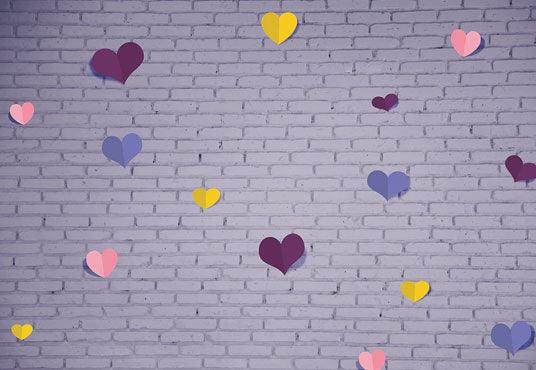 Brick Wall Paper Heart Valentine Backdrop