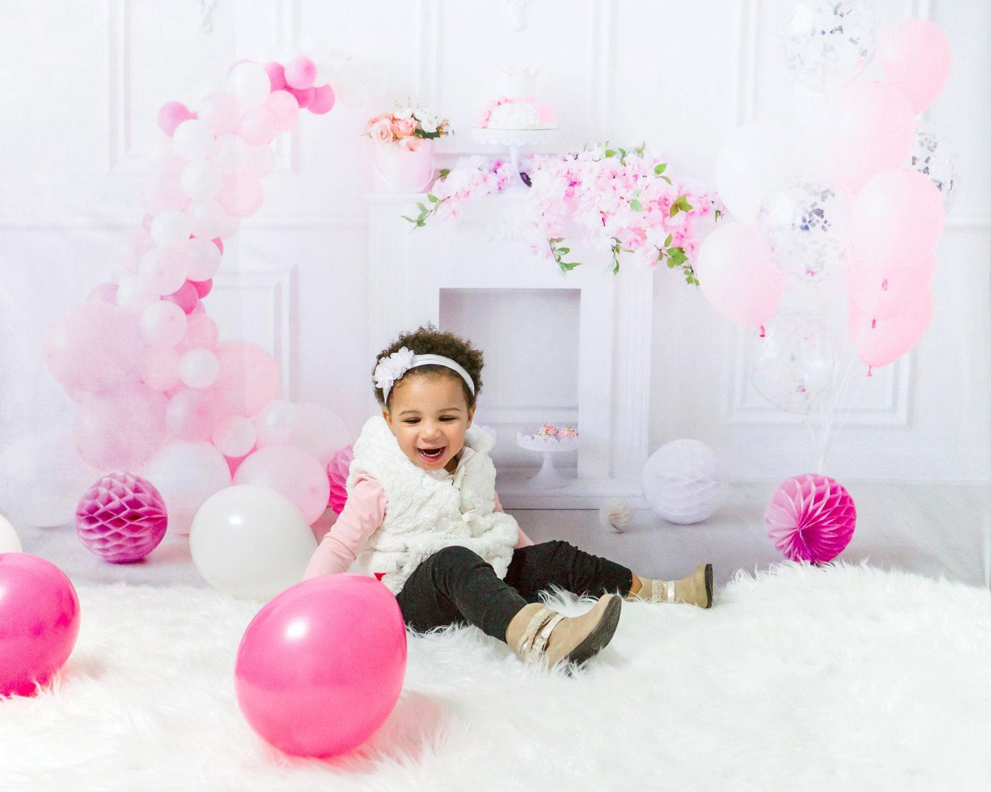 Princess White Wall Balloon Baby Show Backdrop
