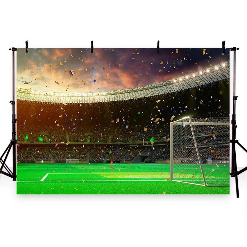 Sunset Green Grass Backdrop Football Field Photography Background