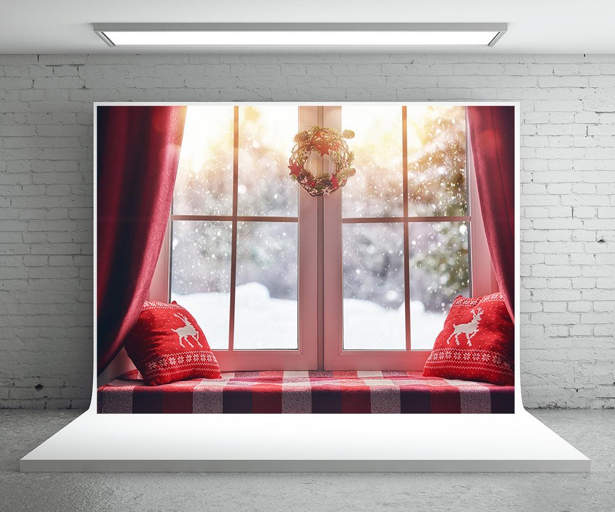 Window Christmas Photography Backdrops for Picture