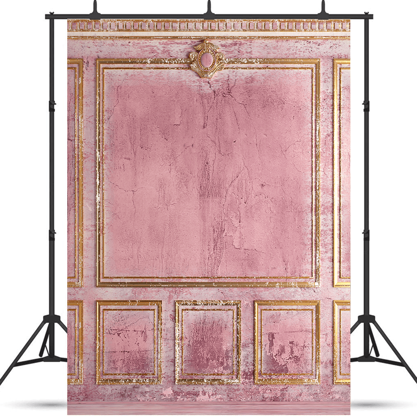 Pink Classic Wall Old Gold Stucco Backdrop for Photo SBH0637