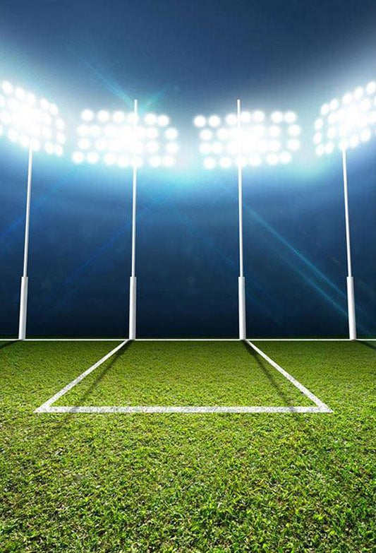 Sports Football Field Backdrop Bright Lights Grassland Night Stadium Background