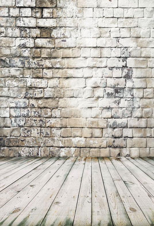 Vintage Graffiti Brick Wall Wood Floor Backdrops for Portrait
