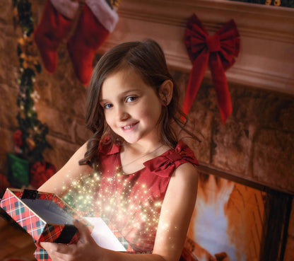 Socks Bow Brick Fireplace Christmas Photo Booth Backdrops