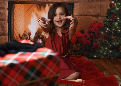 Socks Bow Brick Fireplace Christmas Photo Booth Backdrops