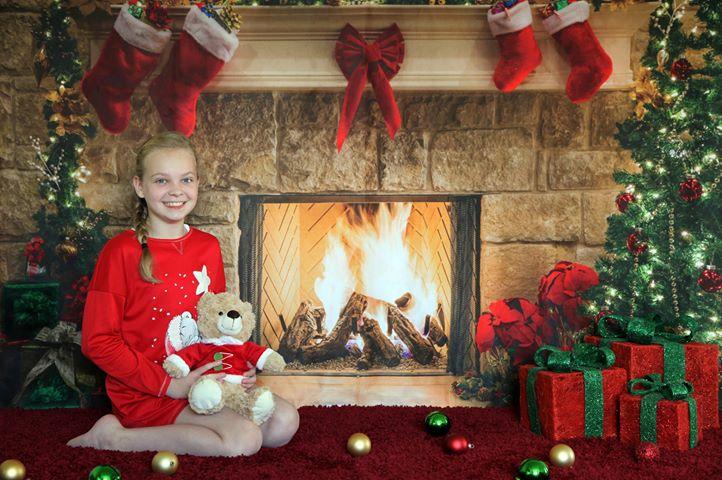 Socks Bow Brick Fireplace Christmas Photo Booth Backdrops