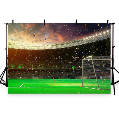 Sunset Green Grass Backdrop Football Field Photography Background