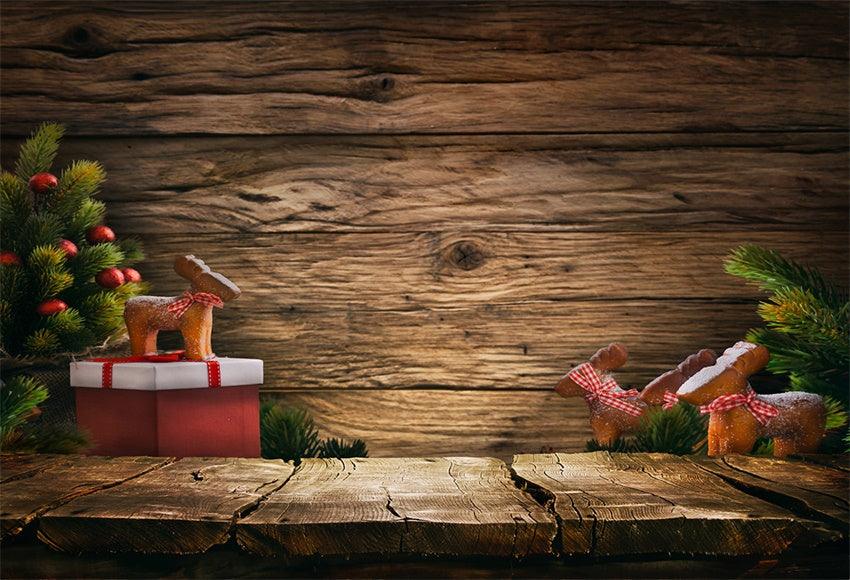 Pine Wood Board Photo Backdrop Christmas Background