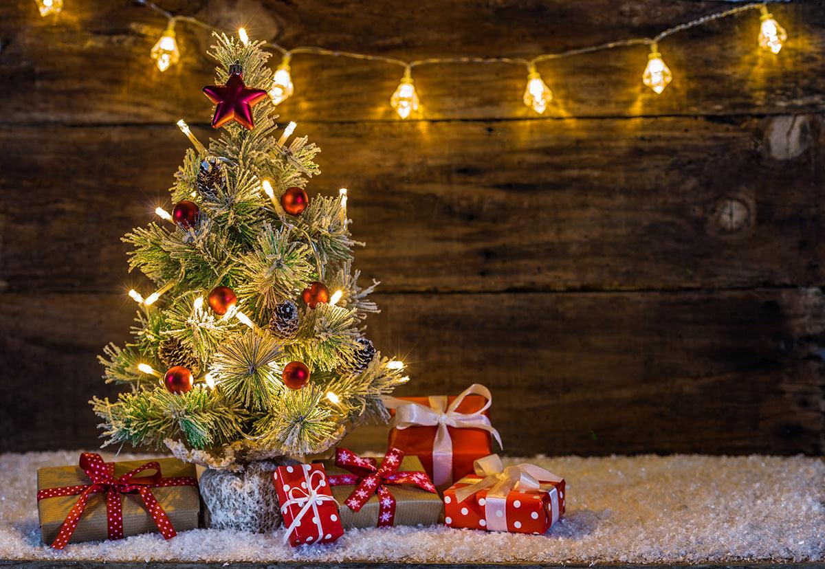 Christmas Tree Photography Backdrop Light Wood Background