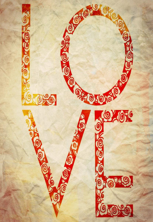 Kraft Paper Effect Love Fabric Valentine's Day Backdrop