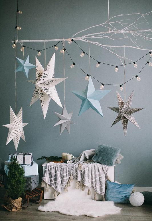 Christmas Stars Wood Floor Photography Backdrops