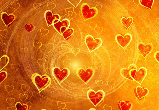 Gold Red Heart Happy Valentine's Day Photo Studio Backdrops