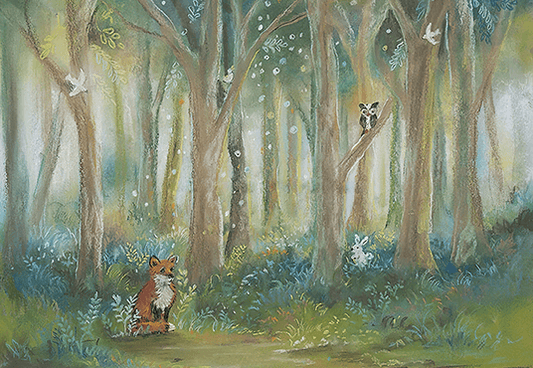 Green Forest Animals Fox Jungle Theme Children Backdrop for Photogaphy SBH0162
