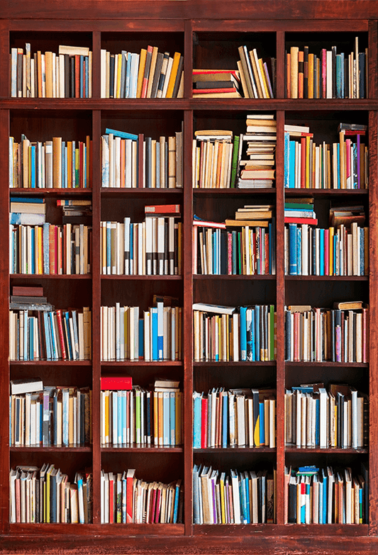Bookshelf Filled With Books Photography Backdrop SBH0389