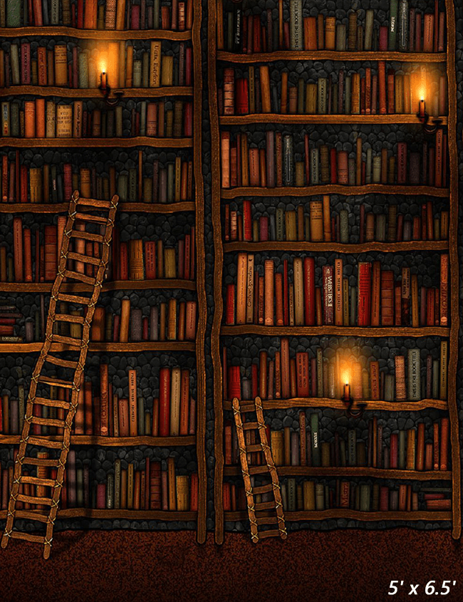 Vintage Dark Library Books Cabinet Photography Backdrop SBH0398