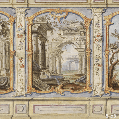 18th Century Chinoiserie Palazzo Interior Fabric Backdrop for Photo SBH0709